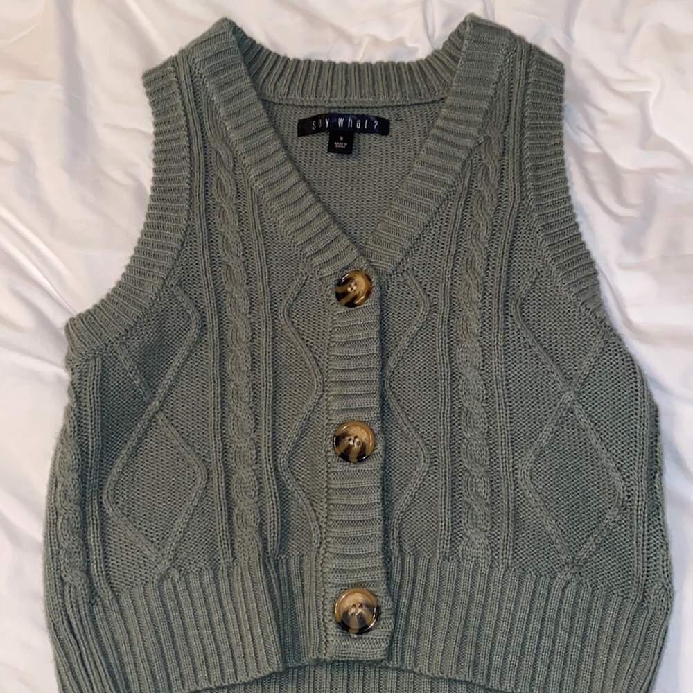 Say What brand, size small, green sweater vest